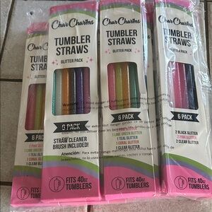 Char Charms Glitter Tumbler Straws 6-Pack